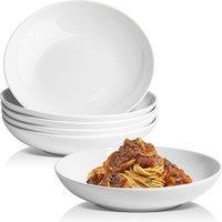 Glim & Glam Salad Pasta Bowl Serving Bowls 4 Piece Set Porcelain 9 in White