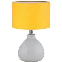 First Choice Lighting Tuscan - White Ceramic Lamp with Ochre Shade