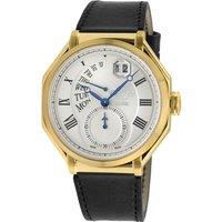 GV2 Men's Marchese Swiss Quartz Silver Dial, Genuine Handmade Italian Black Leather Watch