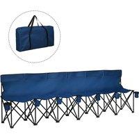 OUTSUNNY 6 Seater Folding Bench Camping Chair with Cup Holder Black in Blue