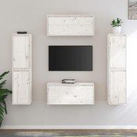 Berkfield Home TV Cabinets 6 pcs White Solid Wood Pine