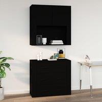 Berkfield Home Wall Cabinet Black 80x33x80 cm Engineered Wood | Size: 80 x 33 x 80 cm