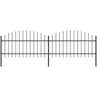 Berkfield Home Garden Fence with Spear Top Steel (1-1.25)x3.4 m Black