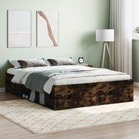 Berkfield Home Bed Frame Smoked Oak 135x190 cm Double in Brown