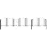 Berkfield Home Garden Fence with Spear Top Steel (1-1.25)x5.1 m Black
