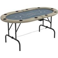 SPORTNOW 8 Player Folding Poker Table with Cup Holders, Steel Base, Brown