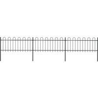 Berkfield Home Garden Fence with Hoop Top Steel 5.1x0.8 m Black
