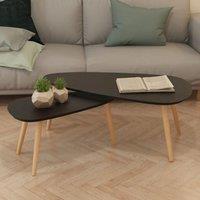 Berkfield Home Coffee Table Set 2 Pieces Solid Pinewood Black