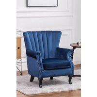 Vintage Velvet Wing Back Armchair with Studs