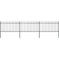 Berkfield Home Garden Fence with Spear Top Steel 5.1x1 m Black