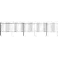 Berkfield Home Garden Fence with Spear Top Steel 8.5x1.5 m Black