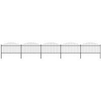 Berkfield Home Garden Fence with Spear Top Steel (1.25-1.5)x8.5 m Black