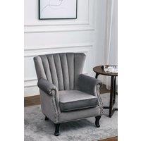 Vintage Velvet Wing Back Armchair with Studs