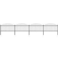 Garden Fence with Spear Top Steel (1.25-1.5)x6.8 m Black