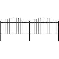 Garden Fence with Spear Top Steel (1.25-1.5)x3.4 m Black