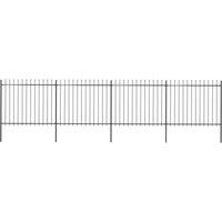 Berkfield Home Garden Fence with Spear Top Steel 6.8x1.5 m Black