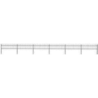 Garden Fence with Spear Top Steel 10.2x0.6 m Black