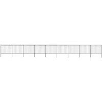Garden Fence with Spear Top Steel 15.3x1.5 m Black