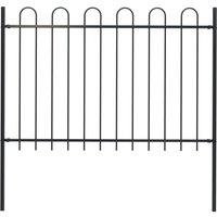 Berkfield Home Garden Fence with Hoop Top Steel 1.7 m Black
