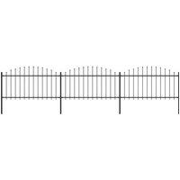 Berkfield Home Garden Fence with Spear Top Steel (1.25-1.5)x5.1 m Black