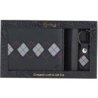 GABICCI Men's '305' Real Leather Wallet & Key Ring Gift Set in Black
