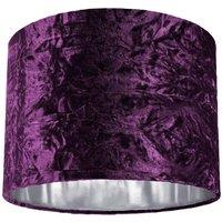 Happy Homewares Modern Crushed Velvet Lamp Shade with Shiny Paper Inner in Purple | Size: 10 inches