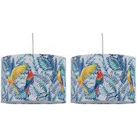 First Choice Lighting Set of 2 Parrot - Velvet Parrot 30cm Pendant or Table Lamp Shades in Blue