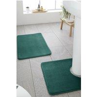 Catherine Lansfield Anti- Bacterial Memory Foam' Bath & Pedestal Mat Set in Dark Green