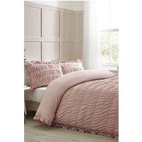 Catherine Lansfield 'Seersucker Frill' Duvet Cover Set in Pink | Size: King