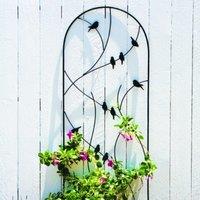 Primrose Perching Birds on a Branch Design Trellis Plant Support in Black