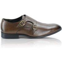Silver Street London Men's Bourne Leather Formal Office Monk Shoes in Brown | Size: 8