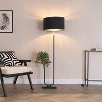 ValueLights Tavel Black Floor Lamp with Table & Black & Chrome Lamp Shade & LED Bulb