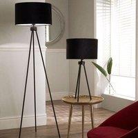 Ruma Minimalist Metal Tripod Floor Lamp For Living Room Black Shade