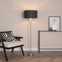 ValueLights Maggie Chrome Candlestick Floor Lamp with Chrome Inner Lamp Shade & LED Bulb in Charcoal