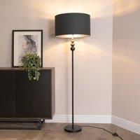 ValueLights Marissa Black Stacked Ball Floor Lamp with Fabric with Chrome Inner Shade & Bulb