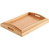 MANTRARAJ Bamboo Serving Trays Set of 3 Platters Board with Handles Food & Drinks Serving Trays in Brown