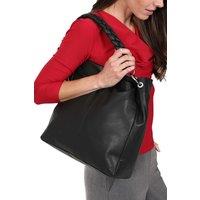 Hot Squash Women's Plaited Detail Leather Shoulder Bag in Black