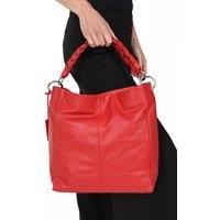 Hot Squash Women's Plaited Detail Leather Shoulder Bag in Red