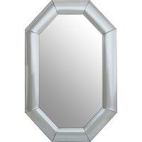 Orsina Art Deco Silver Octagon Wall Mirror, Decorative Statement Mirror with Thick Frame, Silver Framed Mirror