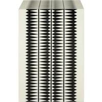 Orsina Black & White Stool, Enamel Coated Kitchen Stool, Monochromatic Tribal Patterned Bar Seat, Antique Accent Piece