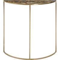 Orsina Modern Half Moon Console Table With White Agate Top, Luxe Design Table For Hallway, Distinctive Table in Black