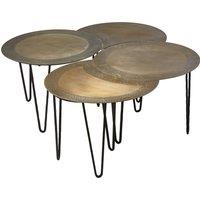 Orsina Versatile Design Set Of 4 Coffee Tables, Stunning Modern Coffee Tables, Antique Brass Finish Coffee Tables in Black