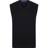 Henbury Men's Sleeveless 12 Gauge V-Neck Fine Knit Jumper in Black | Size: 3XL