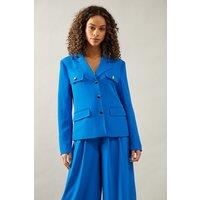 Wallis Women's Four Pocket Button Through Blazer in Cobalt | Size: 16