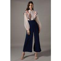 Petite Ruffle Shirt Jumpsuit