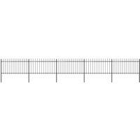 Garden Fence with Spear Top Steel 8.5x1 m Black