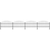 Garden Fence with Spear Top Steel (0.75-1)x6.8 m Black