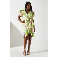 Coast Women's Blurred Floral Satin Wrap Dress | Size: 10