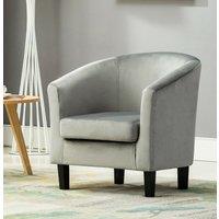 MCC Direct Velvet Fabric Tub Chair Armchair Club Chair in Grey