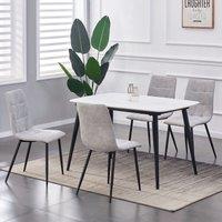 MCC Direct Set of 4 Faux Suede Leather Dining Chairs Henri in Light Grey